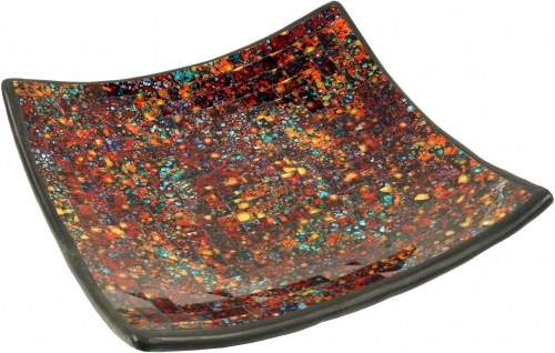 Eckige Mosaikschale, Untersetzer, Dekoschale, handgearbeitete Keramik & Glas Obst Schale - Design 5