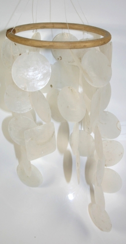Round shell wind chime - white - 30x15x15 cm  15 cm