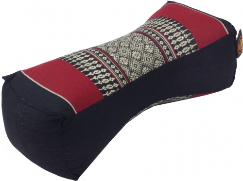 Neck pillow, neck support Thai pillow kapok - black/red/gray - 11x14x32 cm 