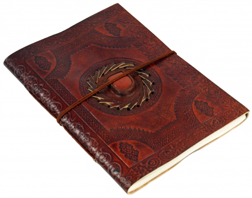 Notebook, leather book, diary with leather cover - decorative stone 15*20 cm