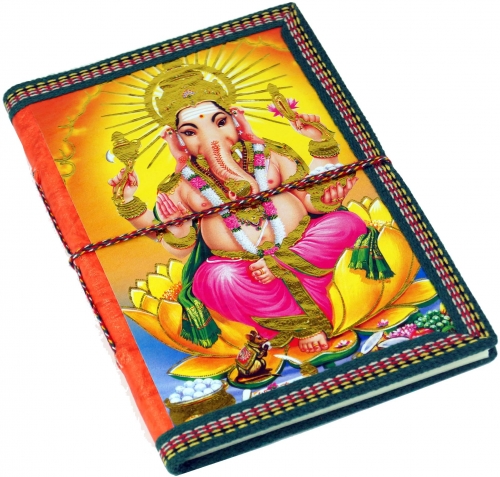 Indisches Notizbuch, Tagebuch, Schreibbuch - Ganesha - 17x12x1,5 cm 