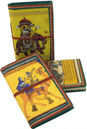 Notizbuch, Tagebuch mit indischem Motiv - gelb - 17x11x2 cm 