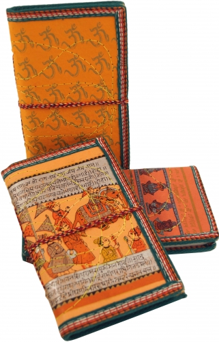 Notizbuch, Tagebuch mit indischem Motiv - orange - 17x11x2 cm 