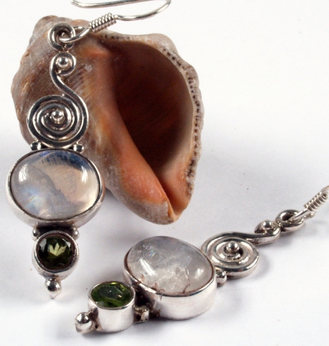 Indian silver earrings, ethno earrings, boho earrings - model 12 smoky quartz