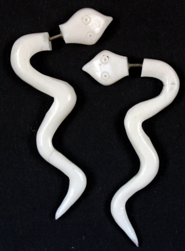 Ethno Ohrringe aus Knochen, Fake Piercing - Modell 7 - 5 cm