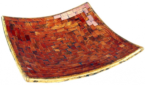 Eckige Mosaikschale, Untersetzer, Dekoschale, handgearbeitete Keramik & Glas Obst Schale - Design 4