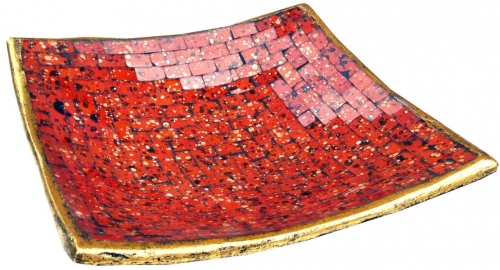 Eckige Mosaikschale, Untersetzer, Dekoschale, handgearbeitete Keramik & Glas Obst Schale - Design 3
