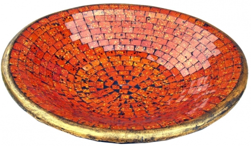 Runde Mosaikschale, Untersetzer, Dekoschale, handgearbeitete Keramik & Glas Obst Schale - Design 1