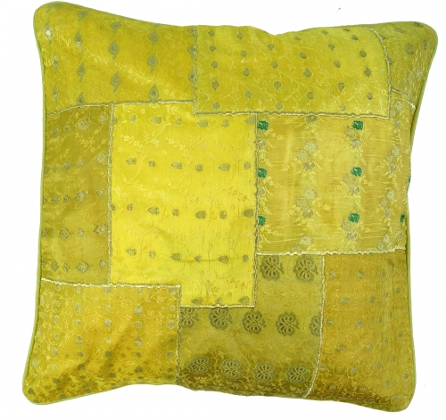 Oriental cushion cover, cushion cover saree patchwork - yellow - 40x40x0,5 cm 