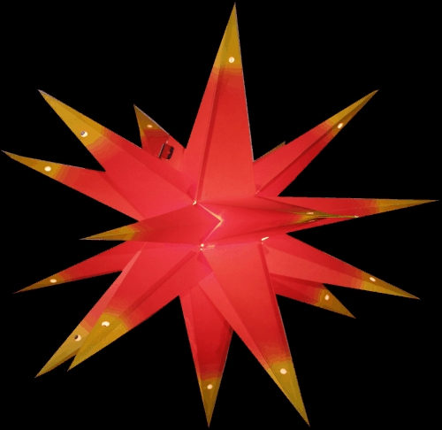 Foldable Advent illuminated paper star, 3D Christmas star - multipointer red-yellow - 60x60x60 cm  60 cm
