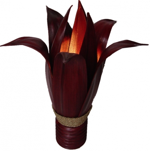 II. Wahl Palmenblatt Lotus Tischlampe / Tischleuchte, in Bali handgemacht aus Naturmaterial, Palmholz - Modell Palmera 1 - 50x40x40 cm 
