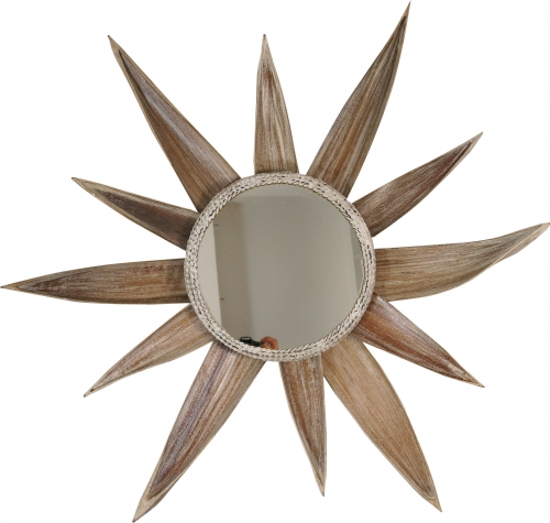 Palm leaf mirror, antique white - 10x90x90 cm  90 cm