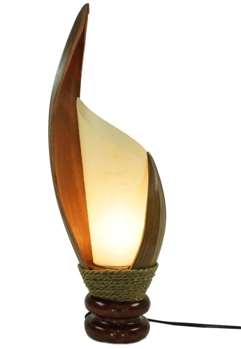 II. Wahl Palmenblatt Tischlampe / Tischleuchte, in Bali handgemacht aus Naturmaterial, Palmholz - Modell Palmera 5 _1 - 50x11x17 cm 