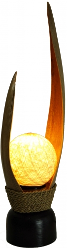 Palmenblatt Tischlampe / Tischleuchte, in Bali handgemacht aus Naturmaterial, Palmholz - Modell Palmera 12 coffee - 52x15x15 cm 