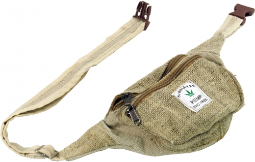 Practical hemp fanny pack, ethnic fanny pack, sidebag - natural - 15x20x8 cm 