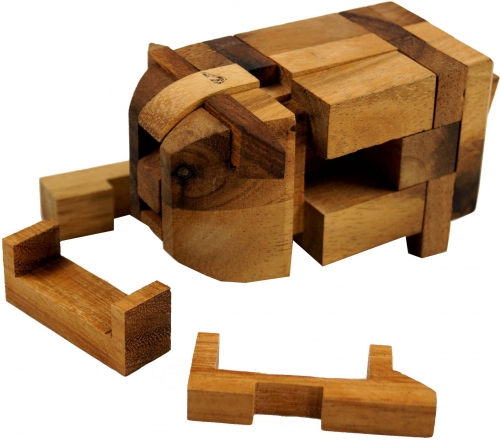 Wooden game, game of skill, puzzle game, 3 D wooden puzzle - puzzle pig - 6x11x7 cm 