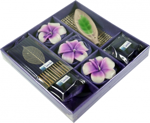 Rucher & Duftset aus Thailand `Lavendel` - 3x17x17 cm 