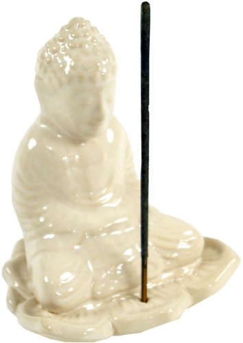 Incense stick holder Buddha made of white ceramic - model 19 - 13x10x8 cm 