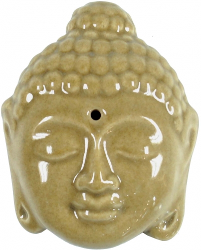Ceramic incense holder Buddha head beige - model 12 - 8x7x2 cm 