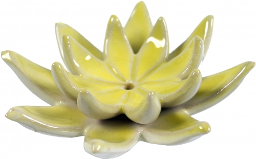 Rucherstbchenhalter Lotus aus Keramik gelb - Modell 21 - 4x10x10 cm  10 cm
