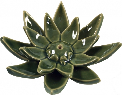 Incense stick holder Lotus ceramic green - Model 16 - 3,5 cm 10 cm