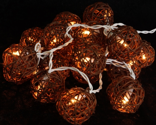 Rattan ball LED ball lantern fairy lights - brown - 7x7x350 cm  7 cm
