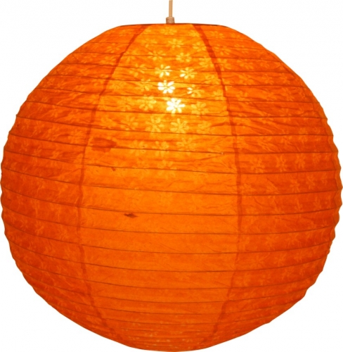 Round Lokta paper lampshade, hanging lamp Coronada -  50 cm orange