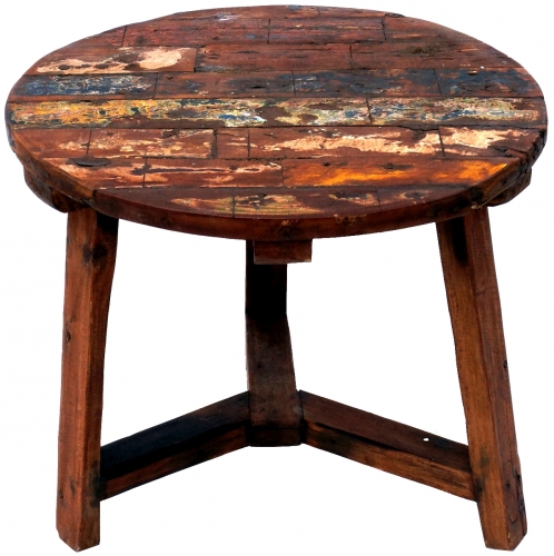 Round coffee table, side table, coffee table made from recycled wood - model 4 - 50x60x60 cm  60 cm