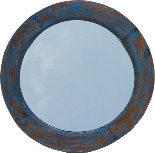 Round mirror with solid wooden frame - 80x80x7 cm  80 cm