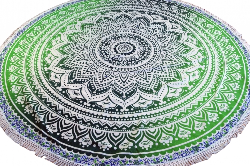 Rundes indisches Mandala Tuch, Boho Tagesdecke, Picknickdecke, Stranddecke, runde Tischdecke - grn  - 180x180x0,5 cm  180 cm