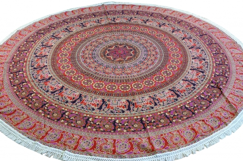Rundes indisches Mandala Tuch, Tagesdecke, Picknickdecke, Stranddecke, runde Tischdecke - rot - 180x180x0,5 cm  180 cm