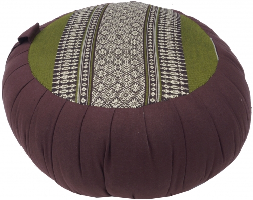 Round meditation cushion, yoga cushion, yoga cushion, seat cushion, floor cushion, decorative cushion - brown/green - 20x35x35 cm  35 cm