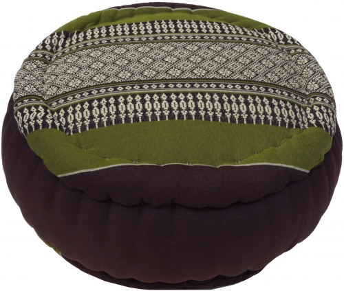 Round meditation cushion, yoga cushion, yoga cushion, seat cushion, floor cushion, decorative cushion - brown/green - 18x30x30 cm  30 cm