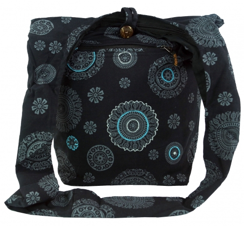 Sadhu Bag, Goa Tasche, Schulterbeutel - schwarz - 35x35x15 cm 