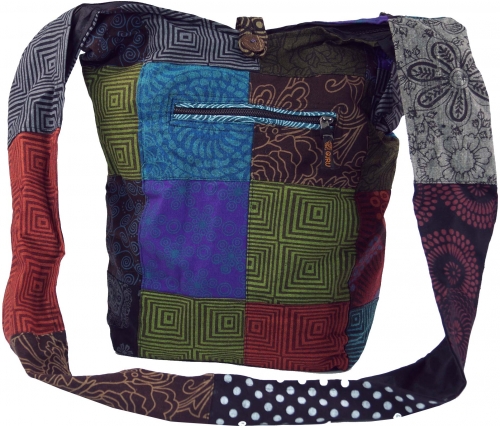 Sadhu bag, shoulder bag patchwork, Nepal bag, goat bag - Model 1 - 40x35x14 cm 