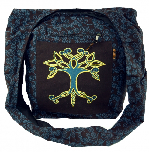Sadhu bag, shopper, shoulder bag - dark brown - 35x37x15 cm 