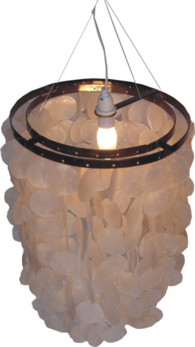Ceiling lamp/ceiling light, shell light made of hundreds of Capiz, mother-of-pearl plates - model Samoa white - 40x30x30 cm  30 cm