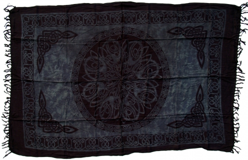 Bali Sarong, Wandbehang, Wickelrock, Sarongkleid - Celtic schwarz - 160x100 cm