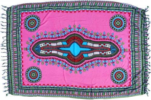 Dashiki Bali Sarong, Wandbehang, Afro Design Wickelrock, Sarongkleid - pink - 160x110 cm