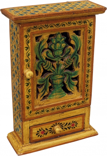 Key box, painted key storage box with door - pattern 4 - 30x23x9 cm 
