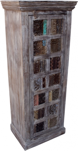 Schrank, Beistellschrank, Kommode mit alten Blockdruckstempeln - Modell 32 - 157x60x45 cm 