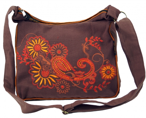 Shoulder bag, hippie bag, goa bag - cappuccino/orange - 23x28x10 cm 
