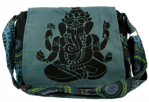 Shoulder bag, Hippie bag, Goa bag Ganesha - gray - 23x28x12 cm 