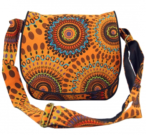Schultertasche, Hippie Tasche, Goa Tasche - orange - 22x23x12 cm 