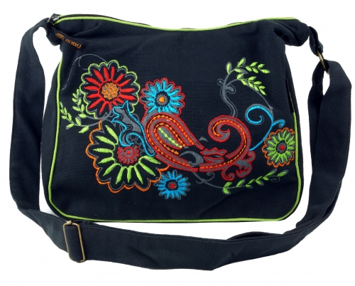 Shoulder bag, hippie bag, goa bag - black/colorful - 23x28x12 cm 
