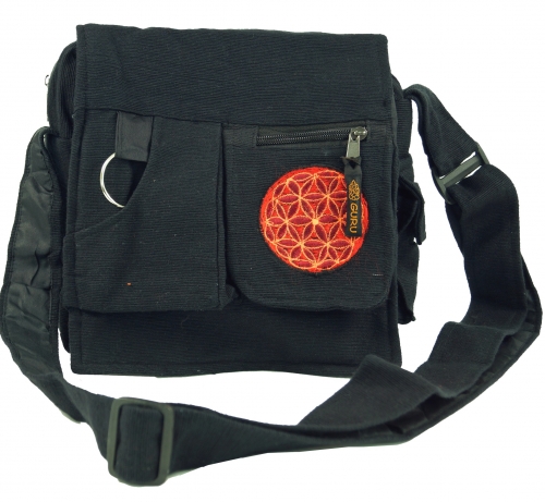 Shoulder bag, hippie bag - black - 25x25x7 cm 