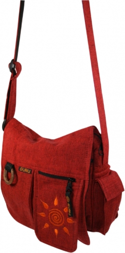 Boho shoulder bag, hippie bag sun, vintage shoulder bag - sun/red - 25x25x7 cm 