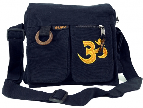 Boho shoulder bag, hippie bag sun, vintage shoulder bag - Om/black - 23x25x7 cm 