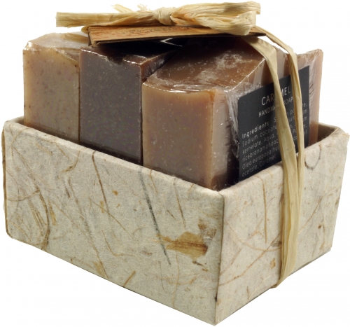 Soap set, gift set - Coffee Time - 3 x scented soap 100 g, Fair Trade - 8x8x7 cm 