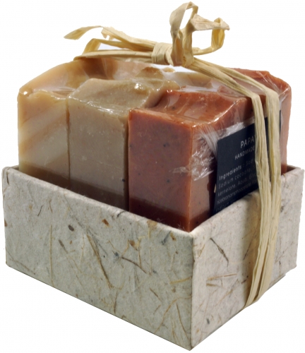 Soap set, gift set - Milk Honey - 3 x scented soap 100 g, Fair Trade - 8x8x7 cm 